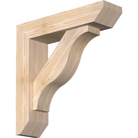 Ekena Millwork Funston Slat Smooth Bracket w/ Offset Brace, Douglas Fir, 5 1/2"W x 22"D x 22"H BKT0604X22X22FST06SDF